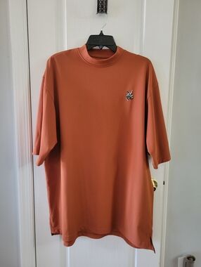 FootJoy ProDry Pique Performance Golf Mock Neck Shirt Orange XL Laurel Valley